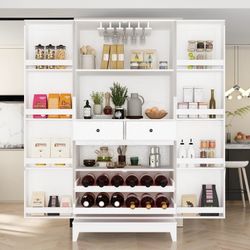 Kitchen Pantry Cabinet, Buffet Cupboards with Drawers and Shelves for Dinning Room