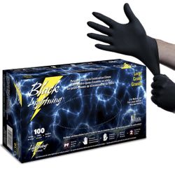 Black Lightning Nitrile Gloves 100 Pack Tools Mechanic Hardware 