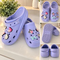 💜 Lavender Crocs Classic Clogs with Cute Jibbitz Charms
