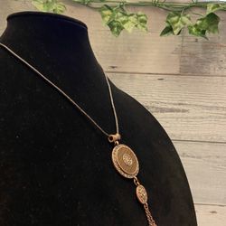 Copper Vintage Designer Necklace With Amber Colored Crystals