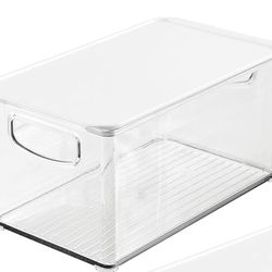 Plastic Storage Box Container with Lid and Built-In Handles - 8x14.5x6  Clear/White