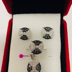 Real diamonds And Real Black Diamonds On 14K White Gold