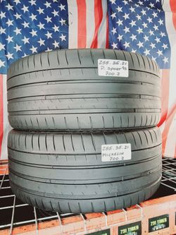 🇺🇸 2 USED TIRES 255/35ZR21 MICHELIN PILOT SPORT 4S MAX PERFORMANCE SUMMER 255 35 21