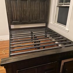 Dark Brown Bed Frame And Bureau