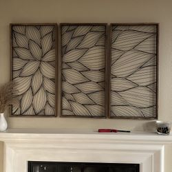 Abstract Floral Panel Plaques, Set of 3