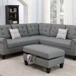 SPECIAL/3PCs sectional sofa w/storage ottoman(was:$679)