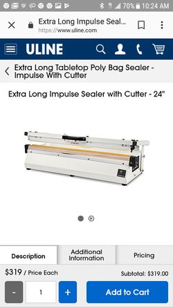 Extra Long Tabletop Impulse Sealer with Cutter - 24 - ULINE - H-1254