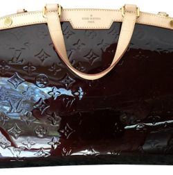 Free shipping! Returns accepted! Louis Vuitton M91616 Brown/Burgundy Satchel 14.4X5.9X10.6