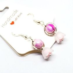 Pink, Drop Daingle Pierced Earrings