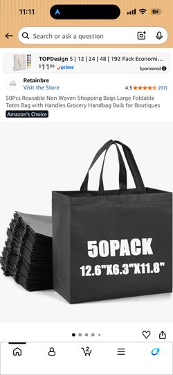 OFFER ANYTHING AND ITS YOURS  50Pcs Reusable Non Woven Shopping Bags Large Foldable Totes Bag with Handles Grocery Handbag Bulk for Boutiques