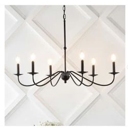 6-Light 34.75 in. Oil Rubbed Bronze Wicklow Bohemian Farmhouse Iron LED Chandelier Light Fixture 