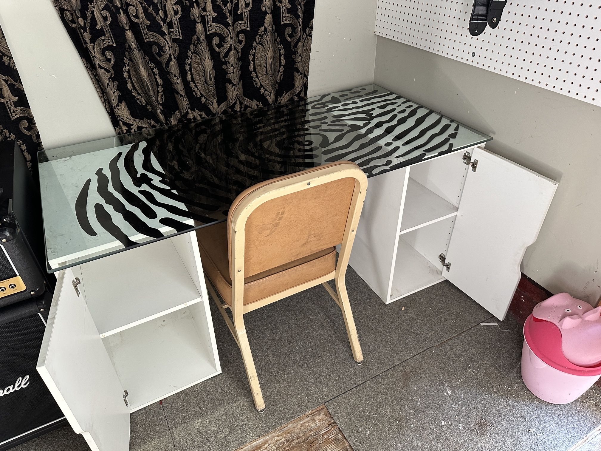 IKEA Glass Desk With Cubbies