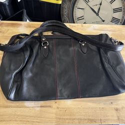 Gym Bag/carry On Black Leather Bag New