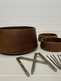 Vintage HMQ Nut Crackers w Teakwood Bowls