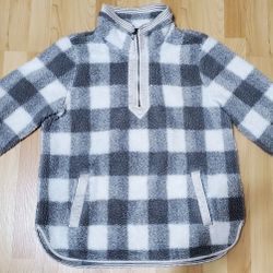 Abercrombie Fitch Women Comfy Soft Deep Pile Sherpa Fleece 1/4 Zip Jacket