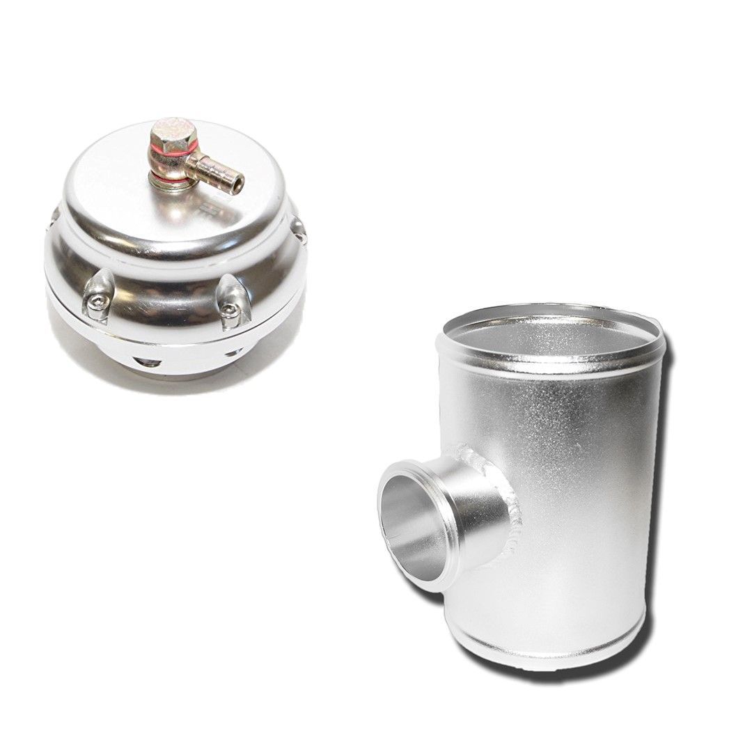 EMUSA Universal Type 50mm Blow off Valve+3" Adapter Toyota Honda Acura Silver(BOV EM50 SL+BOV Piping 300 EM50MM