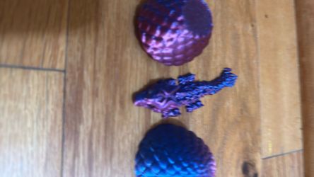 Purple and Blue 3-D printed dragon