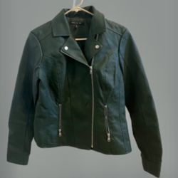 Women’s Medium Dark Green Baccini Faux Leather Jacket 