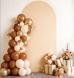 Beige 7.2 FT Arch Backdrop Cover, Nude Chiara Backdrop Covers, Khaki Wedding Arch Cover for Birthday Wedding Party Decoration