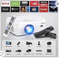 Projector Built in DVD Player, DXYIITOO Portable Mini Projector 6800 Lumens, 1080P Full HD Supported 250" Display，Compatible with iOS/Android/HDMI/VGA