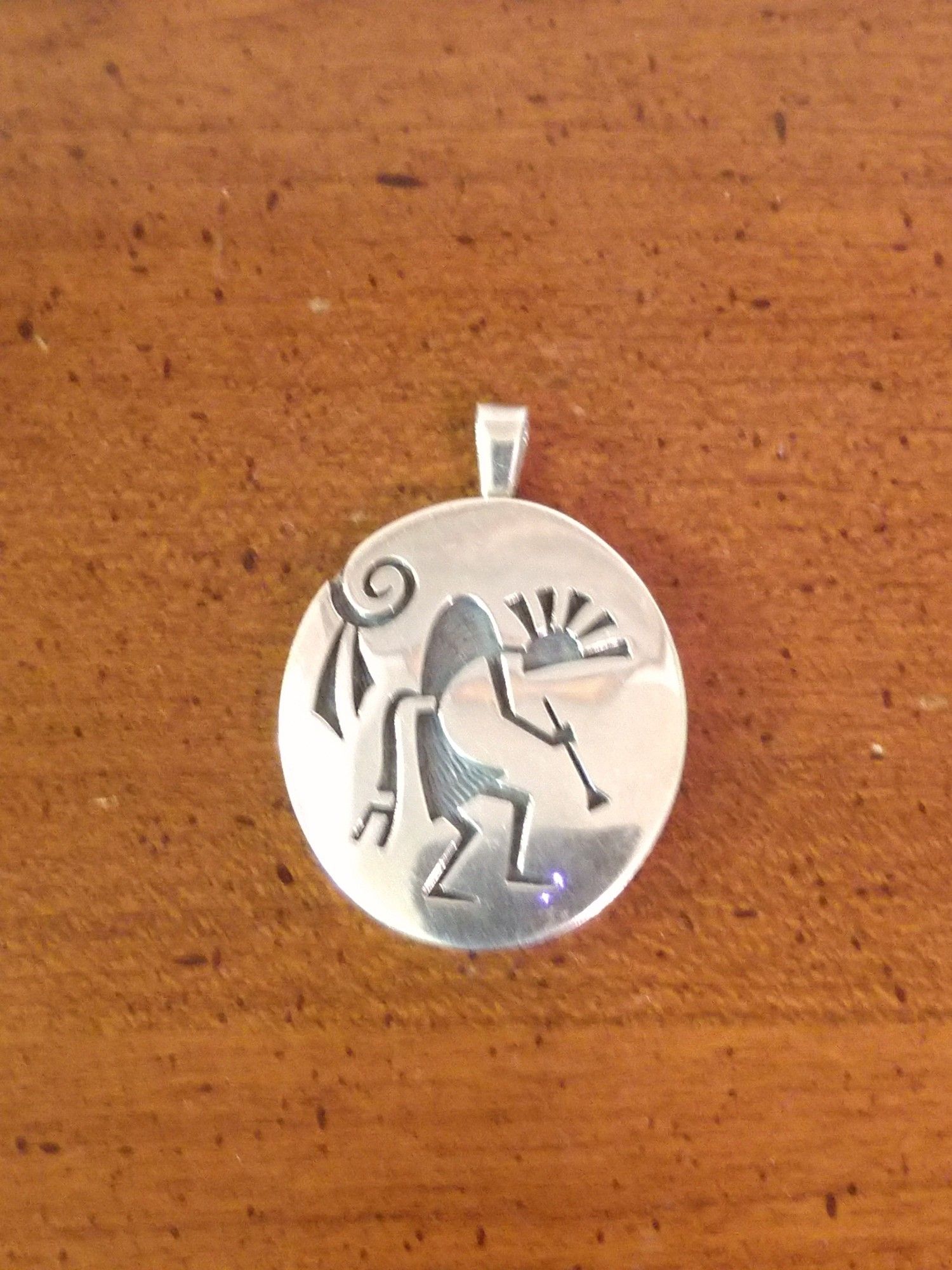 RARE Vintage Estate Ramon Dalangyawma Hopi Sterling Silver Kopepeli Pendant!!