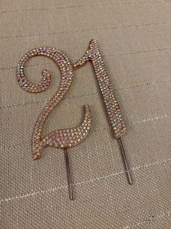 Rhinestone '21' Cake Topper Rose Gold