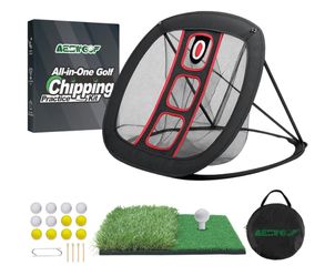 Golf Chipping Net Set with Mat & 10 Practice Balls – All-in-One Golf Training Kit – Portable, Easy Setup for Backyard & Indoor Use open box new sellin