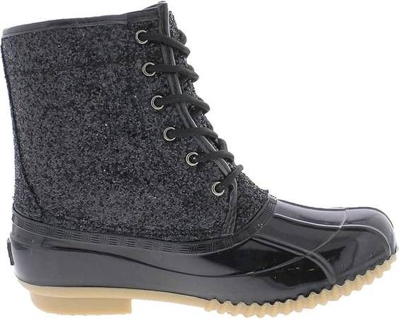 NEW Sz 7 or 8 Women Glitter Duck Boots Stylish Lace-Up Snow Winter Trendy Booties Waterproof Cozy Traction Sole Cold Rainy Snowy Days