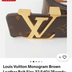 Men's Louis Vuitton Gold Brown Belt Size 32