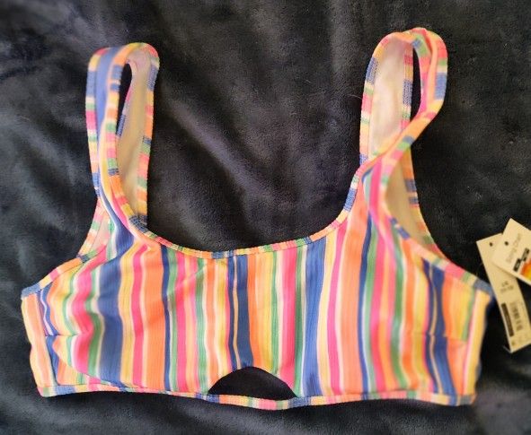 Striped Bikini Top - Size Large