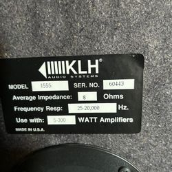 KLH 1555 speakers in amazing condition