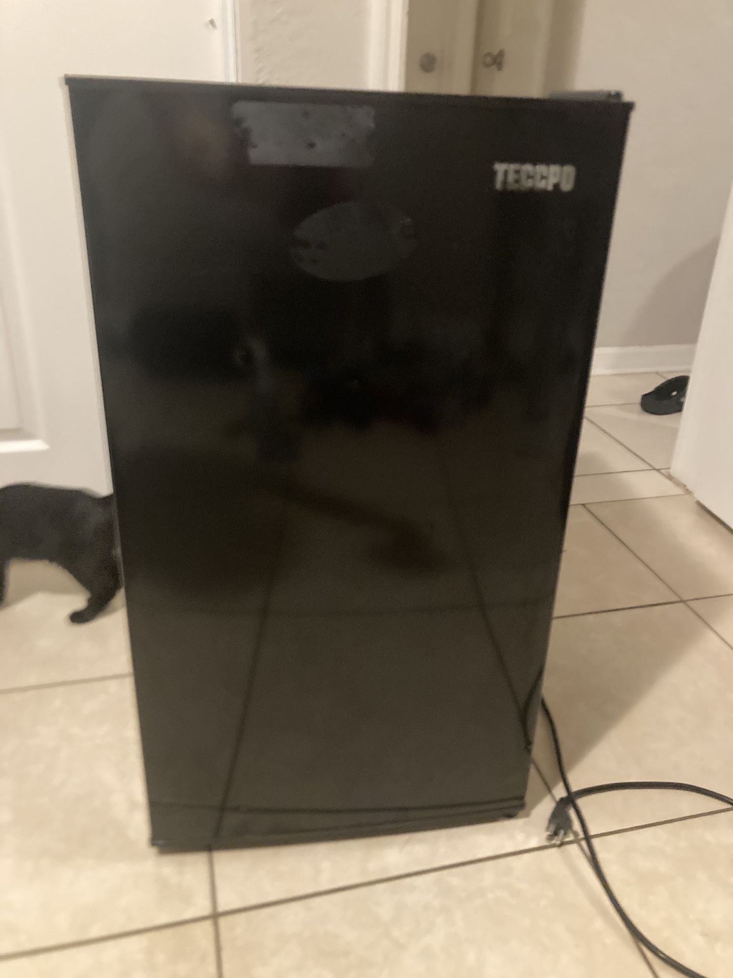Black mini fridge