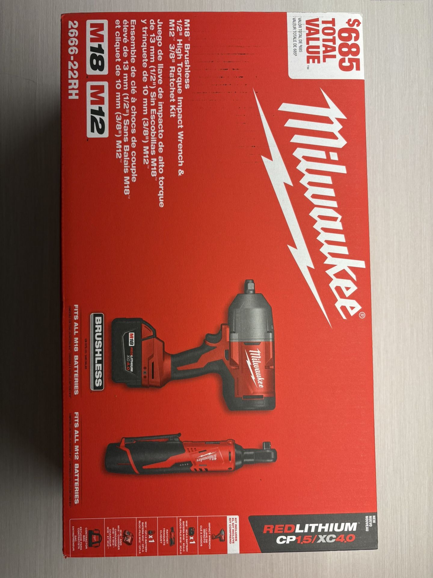 M12/M18 12/18V Lithium-Ion Cordless 3/8 in. Ratchet and 1/2 in. High Torque Impact Wrench with Friction Ring Combo Kit