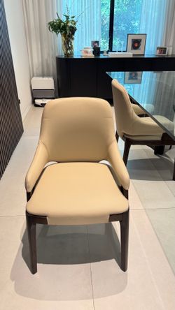 Modloft Truffle Leather Dining Chairs Set of 2