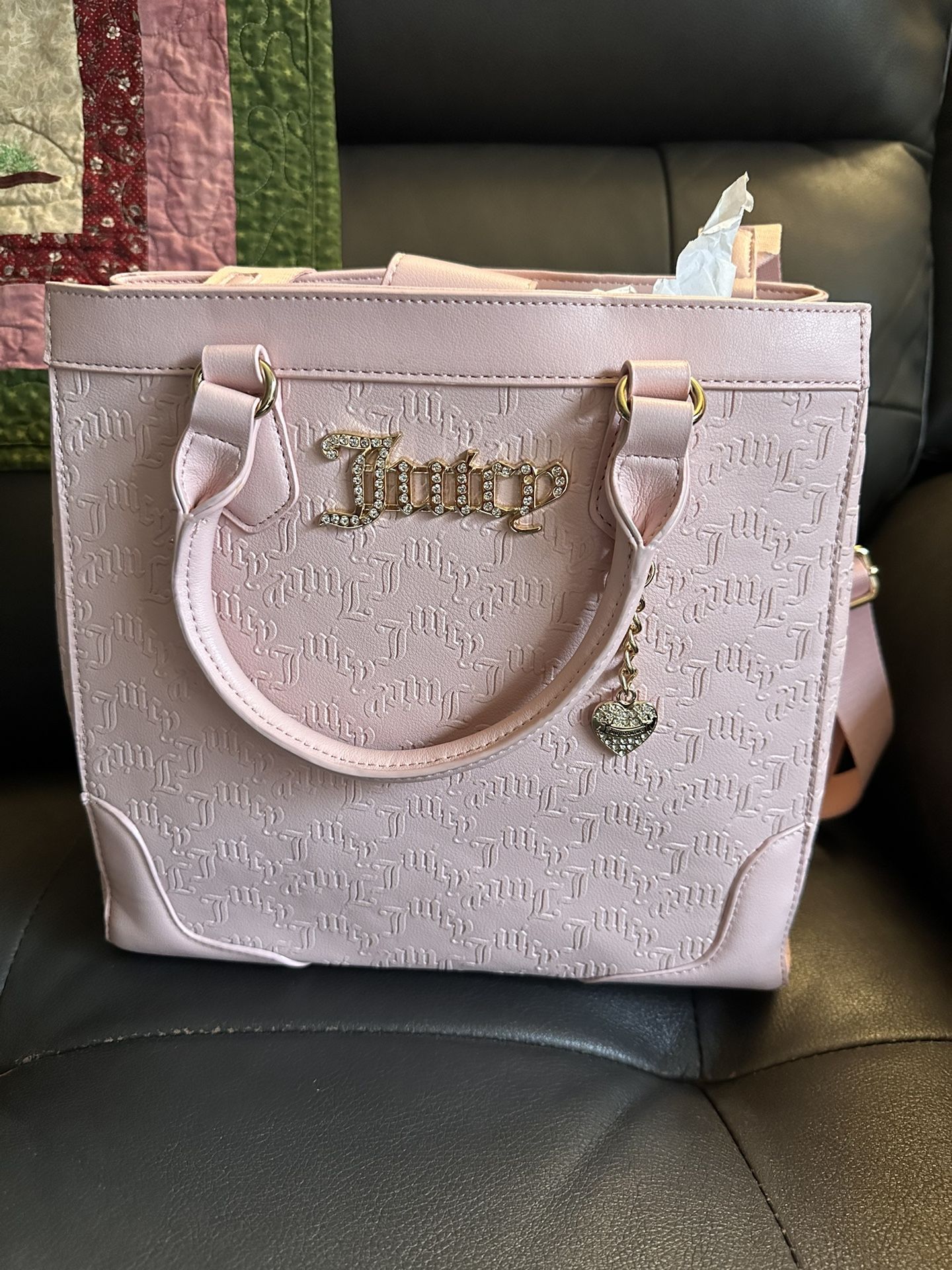 Juicy Couture pink embossed tote bag Brand New