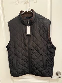 Men black and brown Magaschoni quilted fleece jacket vest- large-NWT