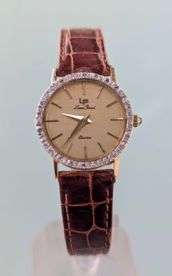 Lucien Piccard 14k Gold Watch w Diamond Bezel
