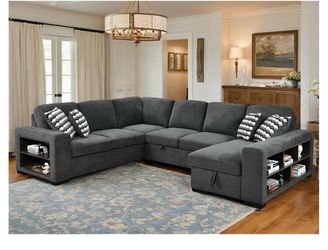 L shaped couch with pull out bed & storage