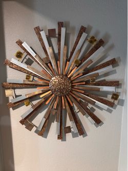 Large Mid Century Modern Starburst Wall Decor - Brutalist Metal Art
