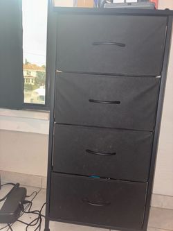 Black 4-Drawer Fabric Dresser Storage Tower