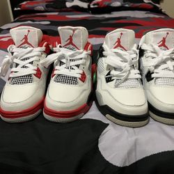 Youth Jordan Cement 4s & Fire Red (Size 5)