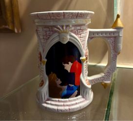 Disney Parks Sleeping Beauty Castle Shaped Coffee Mug Stein Aurora Pink Gold