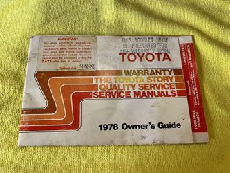 1978 Toyota Owners Warranty Guide