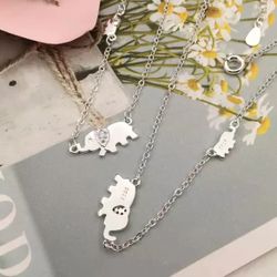 925 stamped sterling silver necklace elephant