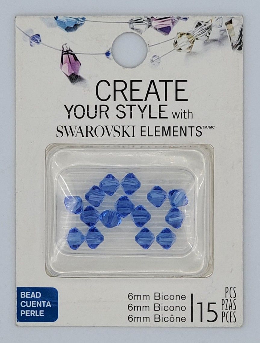 Swarovski Elements CYS 15pcs Sapphire Bicone Beads 6mm