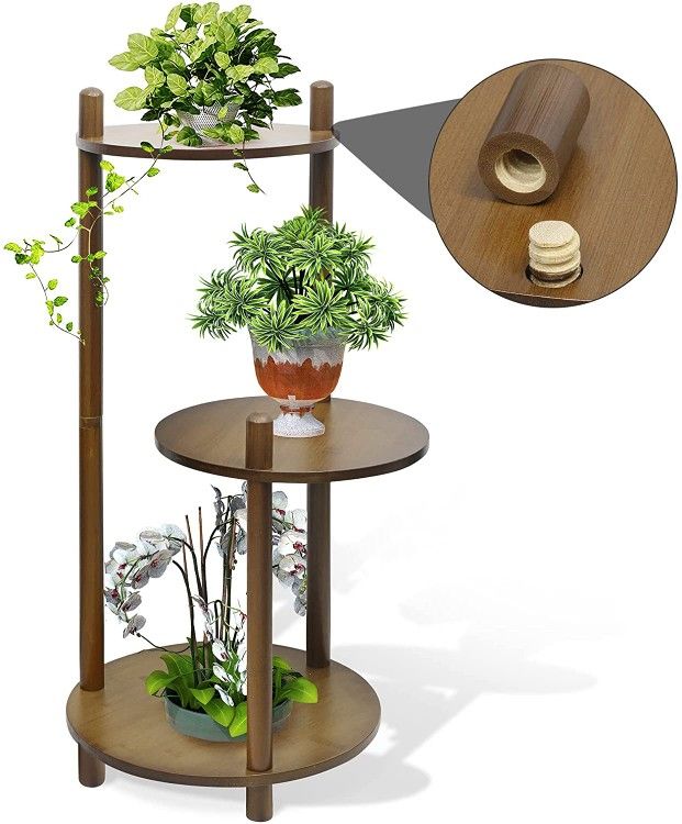 Bamboo Plant Stand Indoor Outdoor Plant Stands, 3 Tier Plant Shelf Tall Corner Plant Stand Plant Table for Living Room, Patio, Balcony, Garden