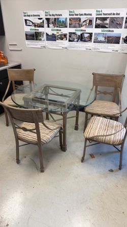 Glass Top Dining Table with 4 Chairs