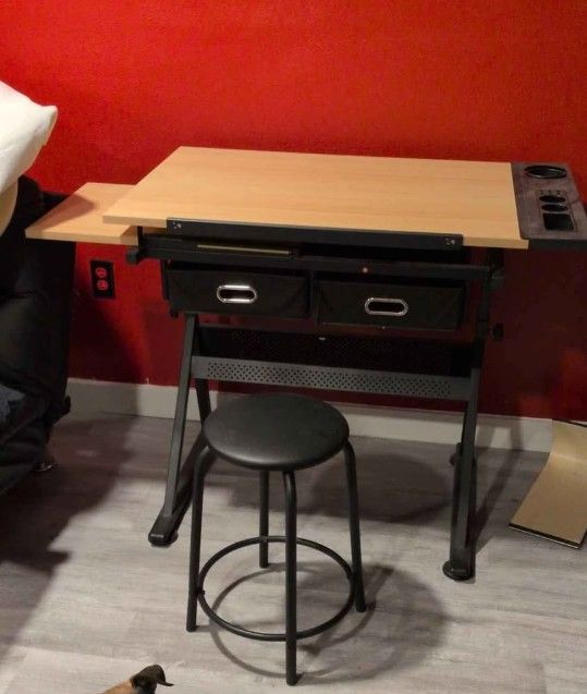 Student Art Desk And Stool