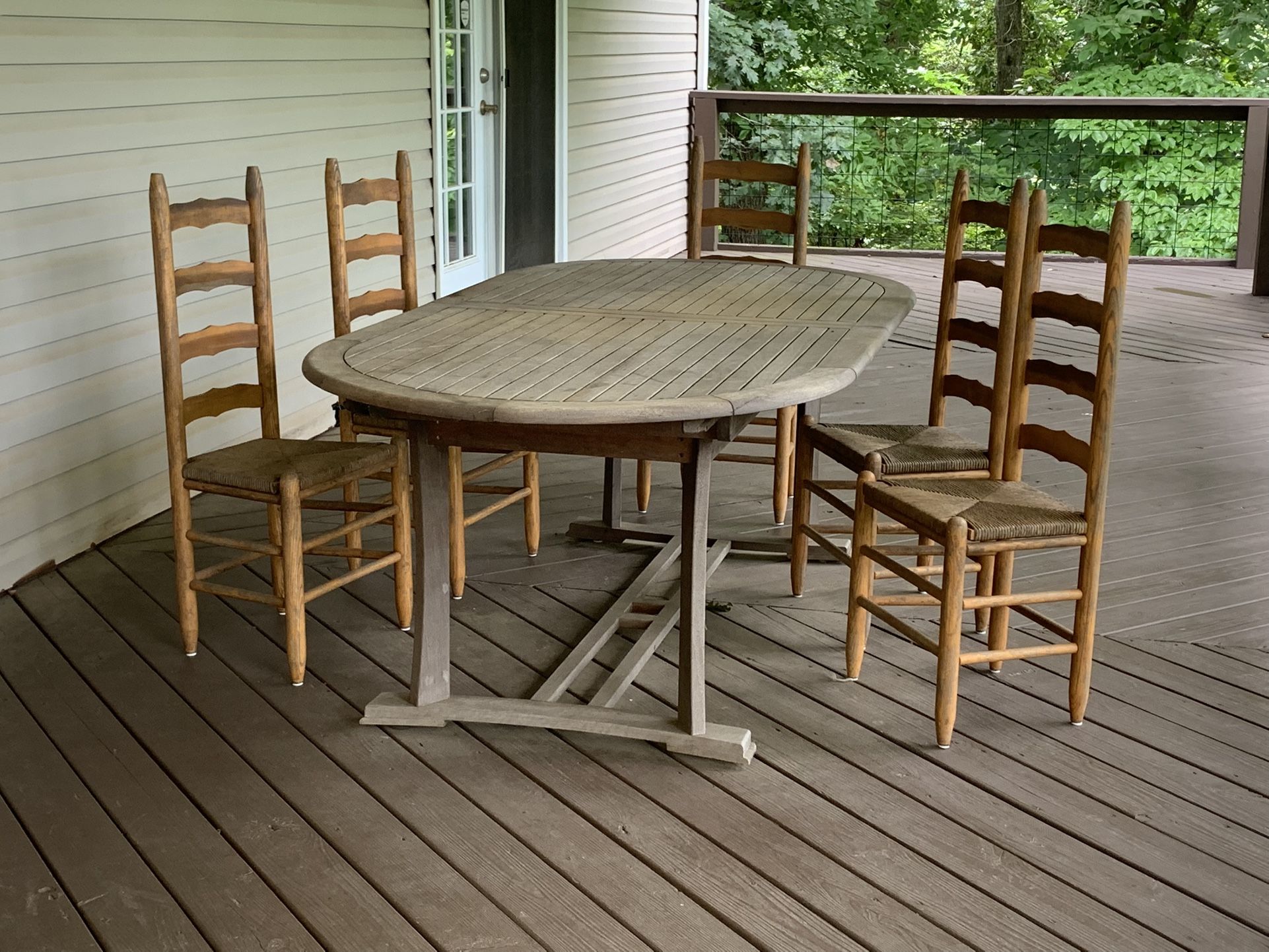 Outdoor Wood Table and Matching Chairs