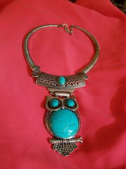 Turquose Stone Owl Chocker
